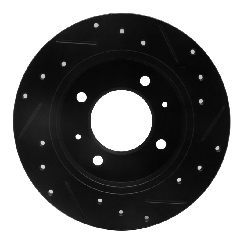 Hyundai Elantra Brake Rotor (1) - Rear Left - R1 Concepts - Drilled & Slotted - Black - `97-`06